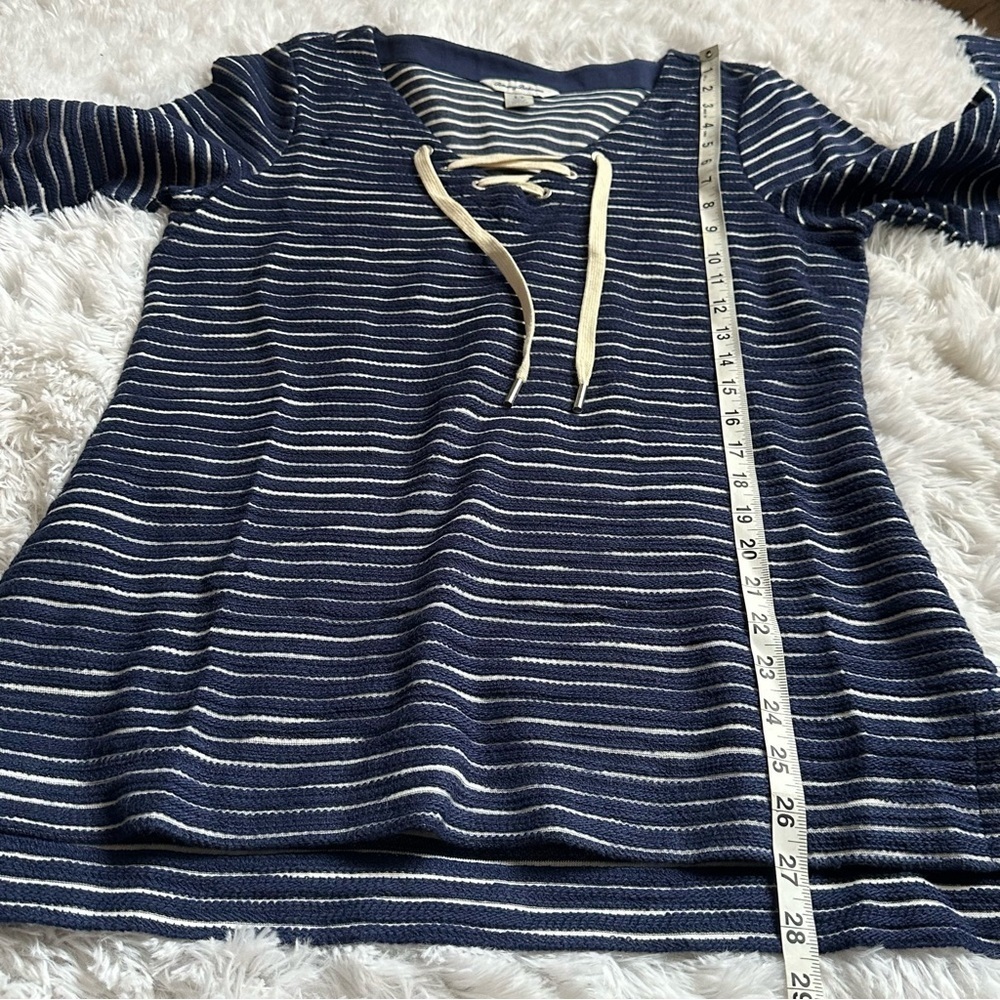 Tommy Bahama |  Navy and White Catalina Striped Lace-Up Knit Tunic | Small - Picture 10 of 13